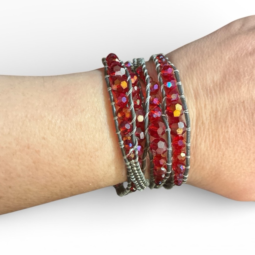 Bindy USA Red Crystal Wrap Bracelet